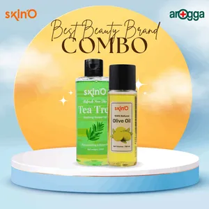 SkinO 100% Organic Olive Oil 100ml with skinO Tea Tree Soothing Shower Gel 220ml Combo